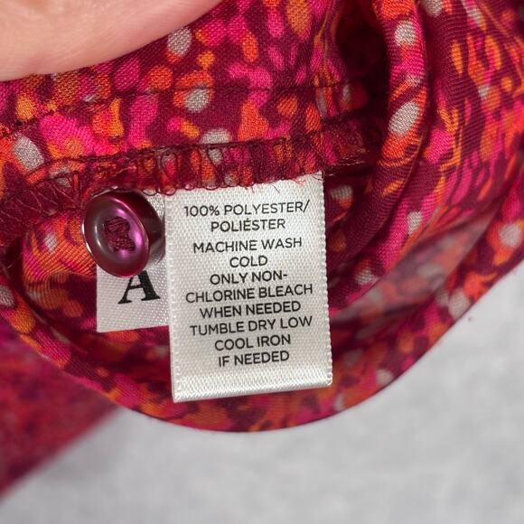 LOFT Top Small Floral Utility Sheer Popover Blouse Maximalist Loud Career Church - Picture 11 of 13